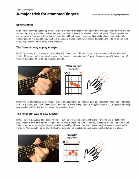 PDF thumbnail for Playing A-major with big fingers or a small fretboard