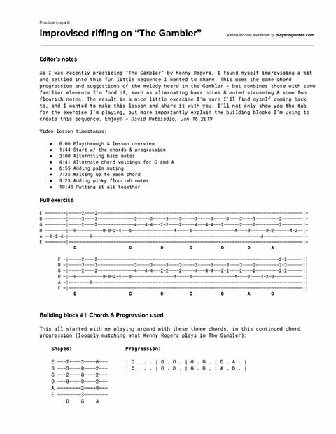 PDF thumbnail for Improvised guitar pickin' on 