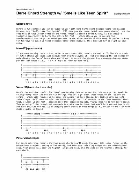 PDF thumbnail for Nirvana-inspired barre chord exercise