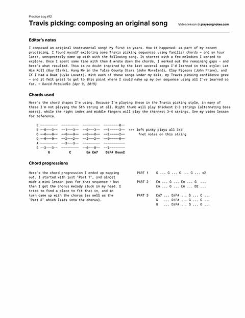 PDF thumbnail for Composing an Original Song Using Travis Picking (Fingerstyle)