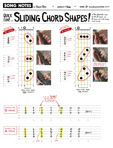 PDF thumbnail for Beginner-friendly guitar slides (Keys of D and A)
