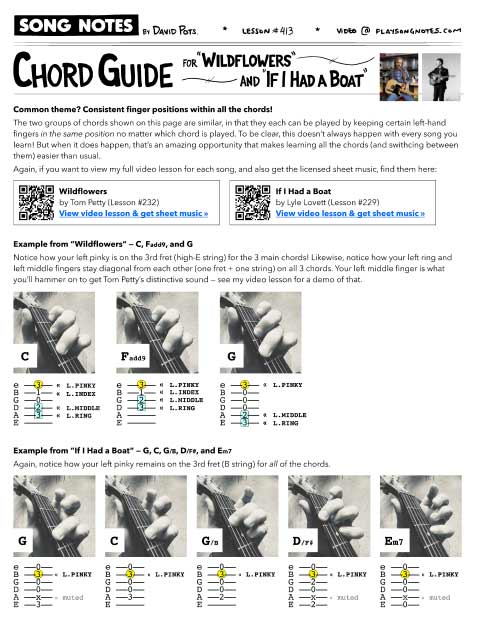 PDF thumbnail for Chord Guide for Wildflowers and If I Had A Boat