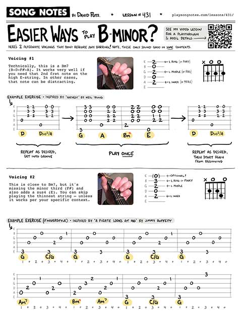 PDF thumbnail for Easier Ways to Play B-minor (No Barring Required)