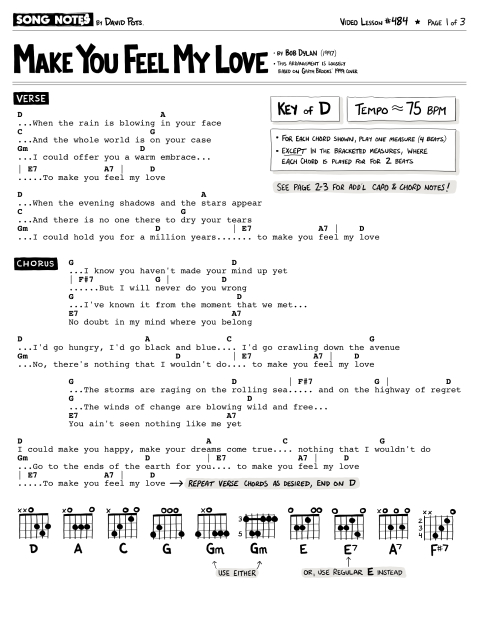 Make You Feel My Love - Guitar Chords/Lyrics