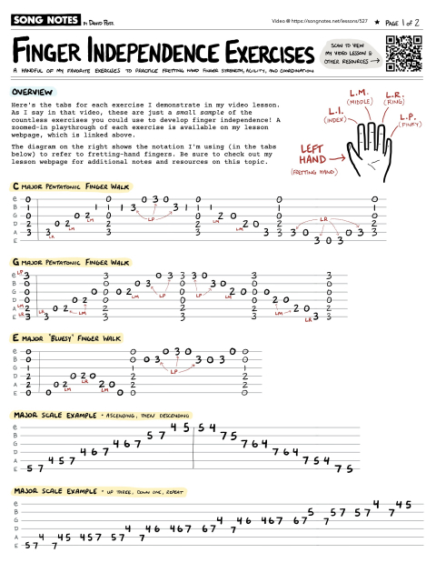 PDF thumbnail for Guitar Finger Exercises for Flexibility, Control, Speed, and more