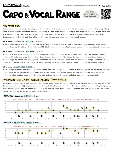 PDF thumbnail for Capo & Vocal Range Adjustments