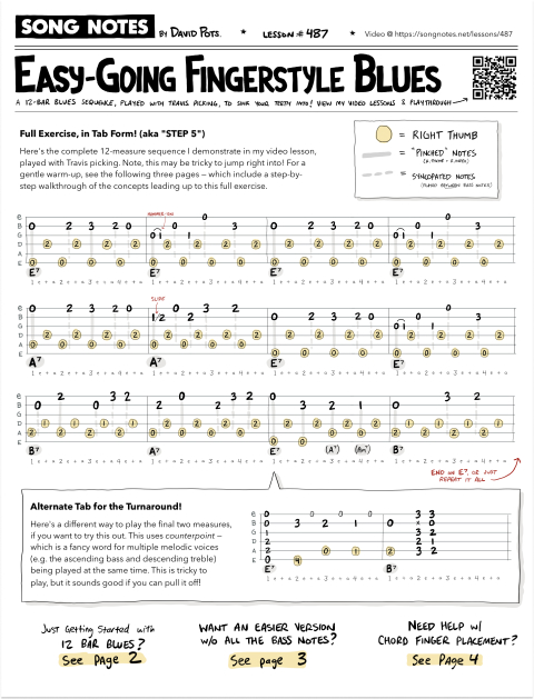 PDF thumbnail for Fingerpicking 12 Bar Blues (Key of E)